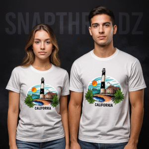 California Lighthouse Coastal Sunset Tee
