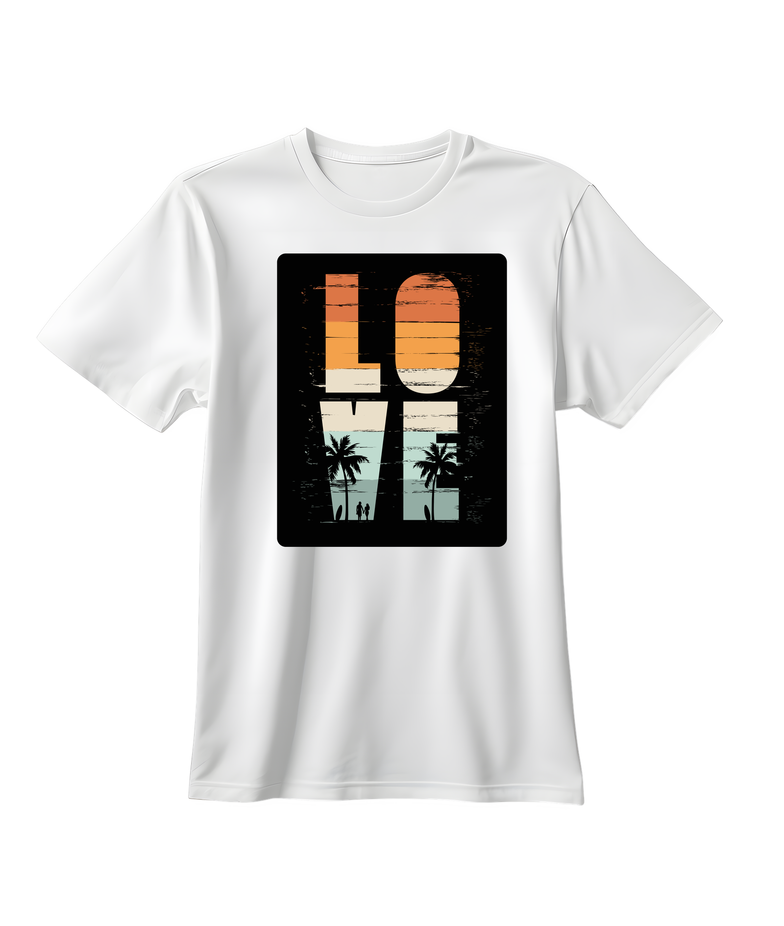 LOVE Sunset" Tropical Beach Vibes T-Shirt – Retro Palm Tree Design