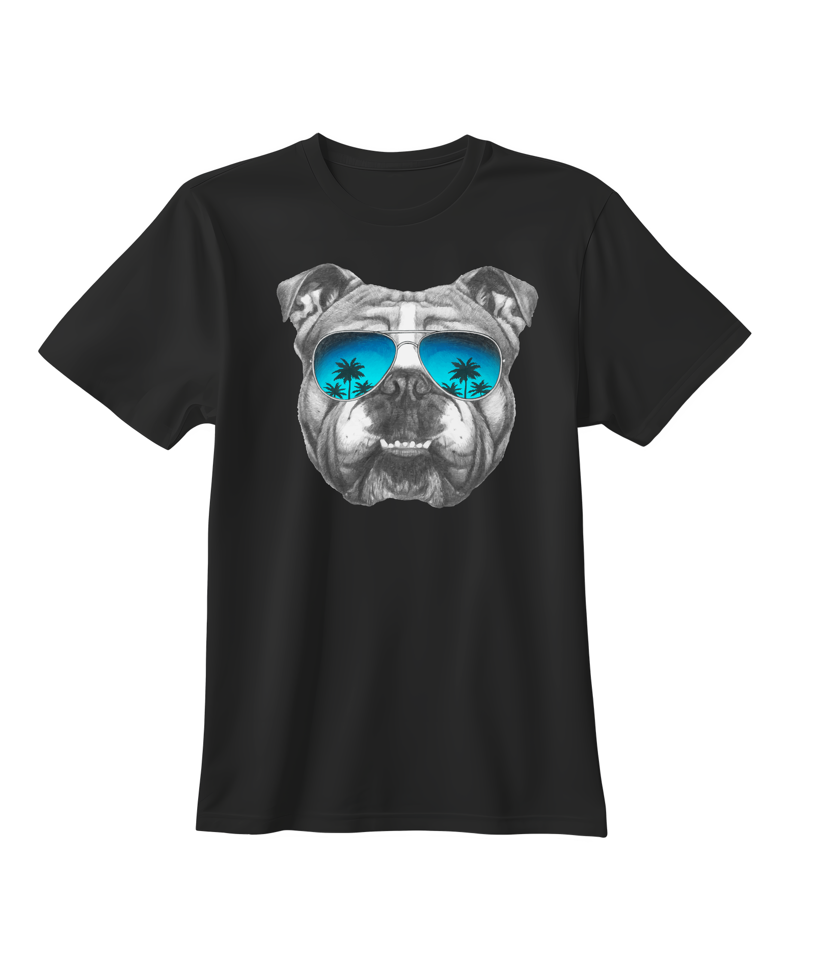 Palm Shades Bulldog Tee – Chill Beach Vibe Dog Shirt